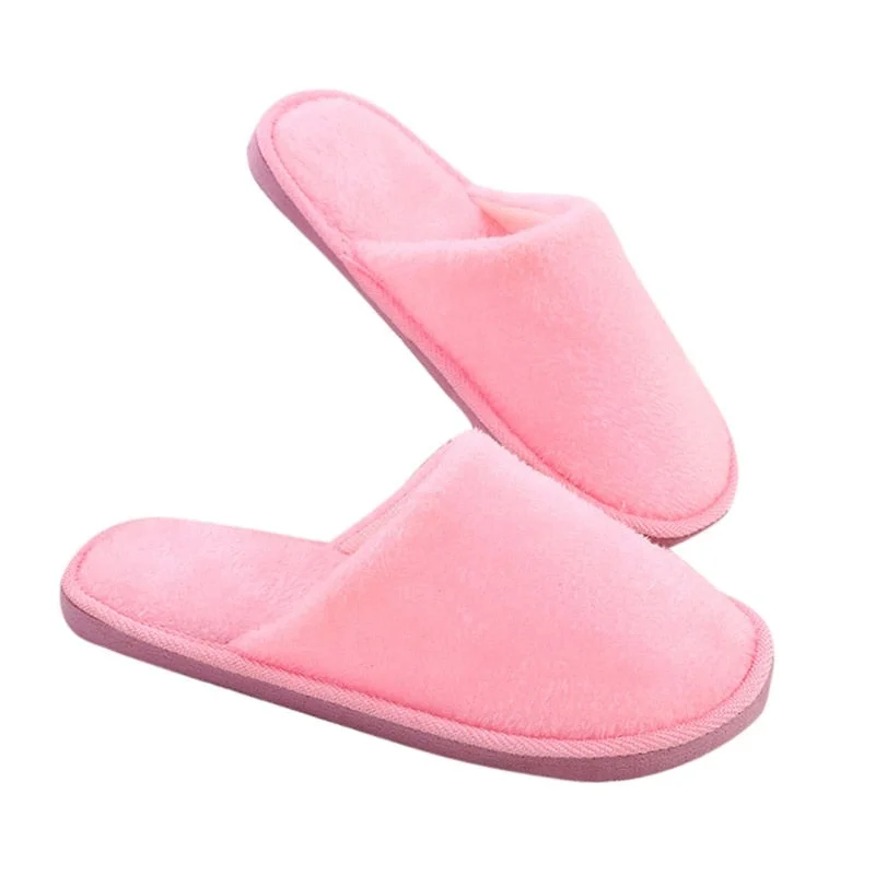 Faux Fur Home Slippers Unisex Indoor Floor Plush Cotton Shoes Cute Candy Colors Women Slippers With Soft Non-slip Bottom Shoes