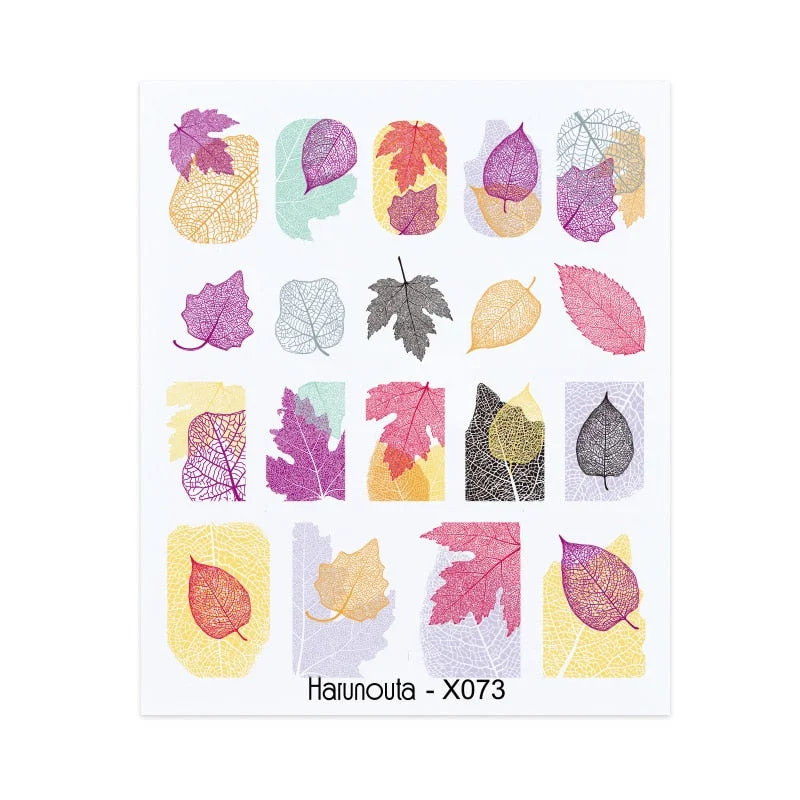 Harunouta Spring Water Nail Decal And Sticker Flower Leaf Tree Green Simple Summer DIY Slider For Manicuring Nail Art Watermark