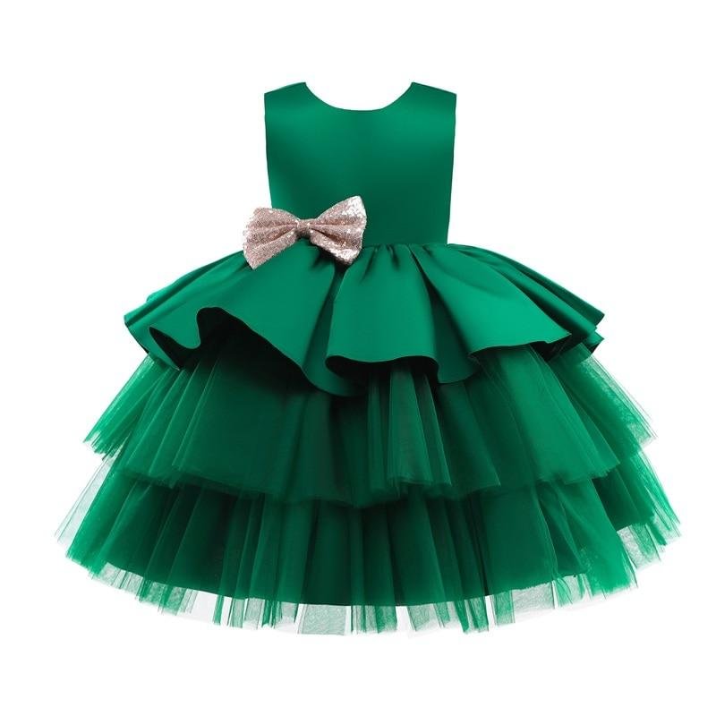 1st Birthday Infant Baby Girl Dress Sequin Bow Girls Tutu Ball Gown Toddler Girls Clothes Wedding Evening Party Princess Dresses