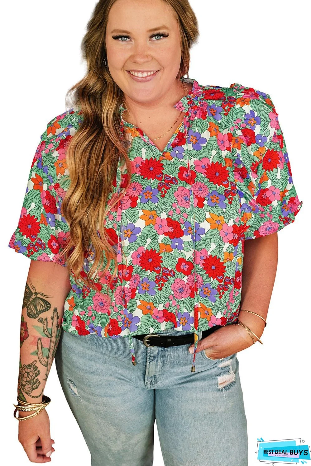 Plus Size Floral Blouse