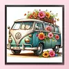 Flower Van Full 18CT DIY Stamped Cross Stitch Kits for Beginners Adults Home Decor Cross Stitch Art and Crafts Kits 9.75x9.75in