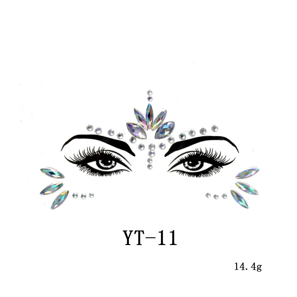 Sexy Style Rhinestone Acrylic Self-adhesive Jewelry Face Creative Tattoo Body Art Jewelry Masquerade Eyes Beauty Makeup Sticker