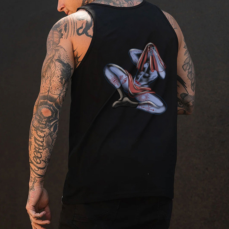 NAUGHTY NAKED MALE GHOST Graphic Print Vest