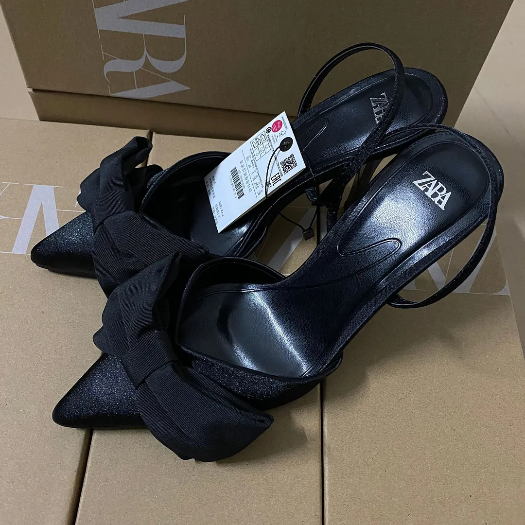 Breakj Breakj 2025 Summer New Women's Shoes Heel Bow Decorated High Heel Shoes Behind The White Fairy Sandals