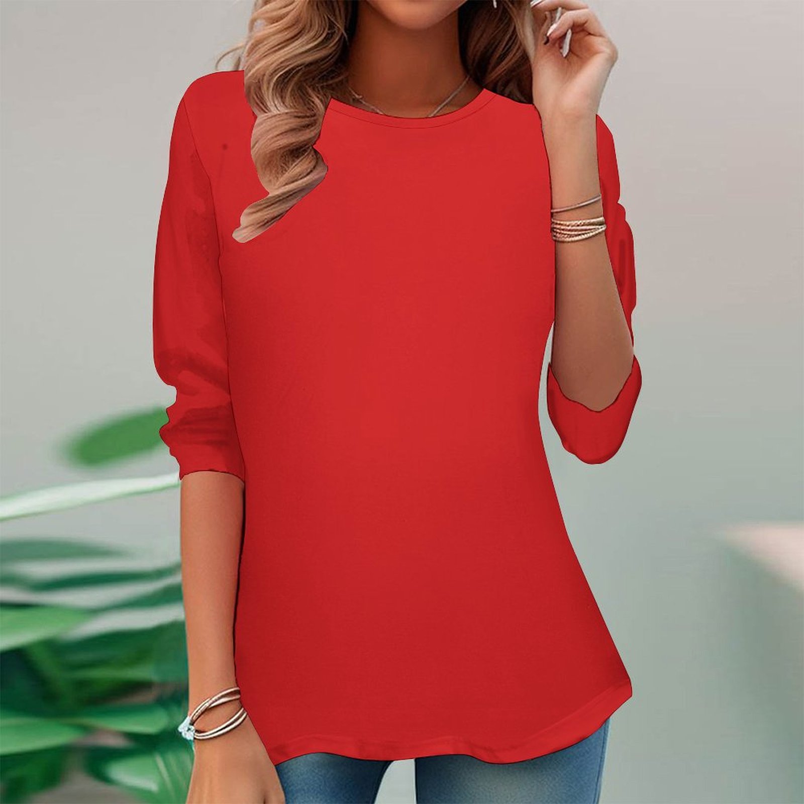 Women Long Sleeve V-neck Graphic Floral Printed Top