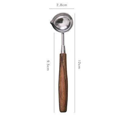 JIANWU Copper Lacquer Spoon with Wooden Handle Metal High Temperature Lacquer Spoon Wax Stamp Tool Wax Fire Paint Melting Tool