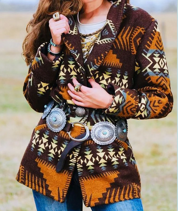 Women's Ethnic Aztec Warm Coat