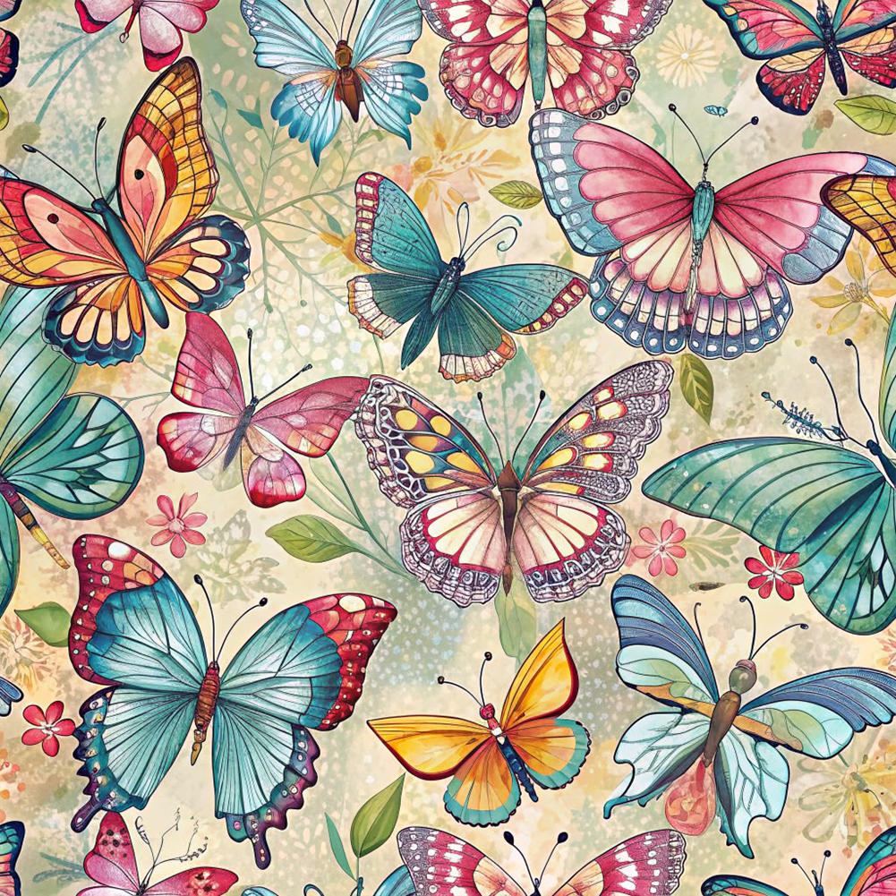 Many Butterflies 30*30cm(canvas) full round drill diamond painting