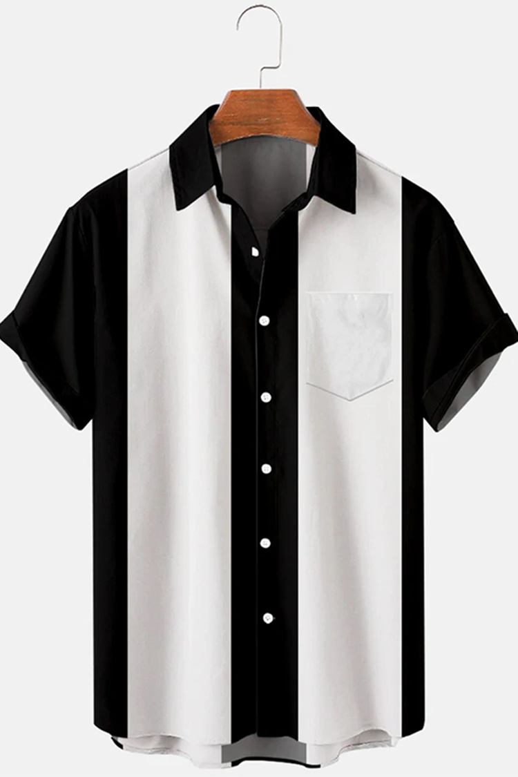 Wide Stripe Colorblock Short Sleeve Shirt