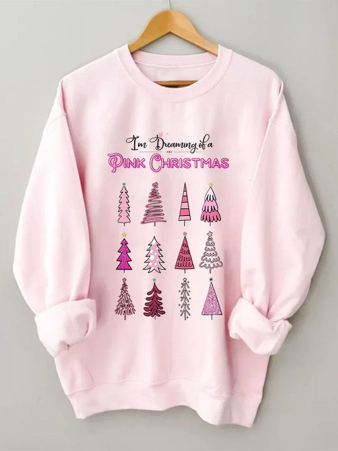 I'm Dreaming Of A Pink Christmas Print Sweatshirt-mysite