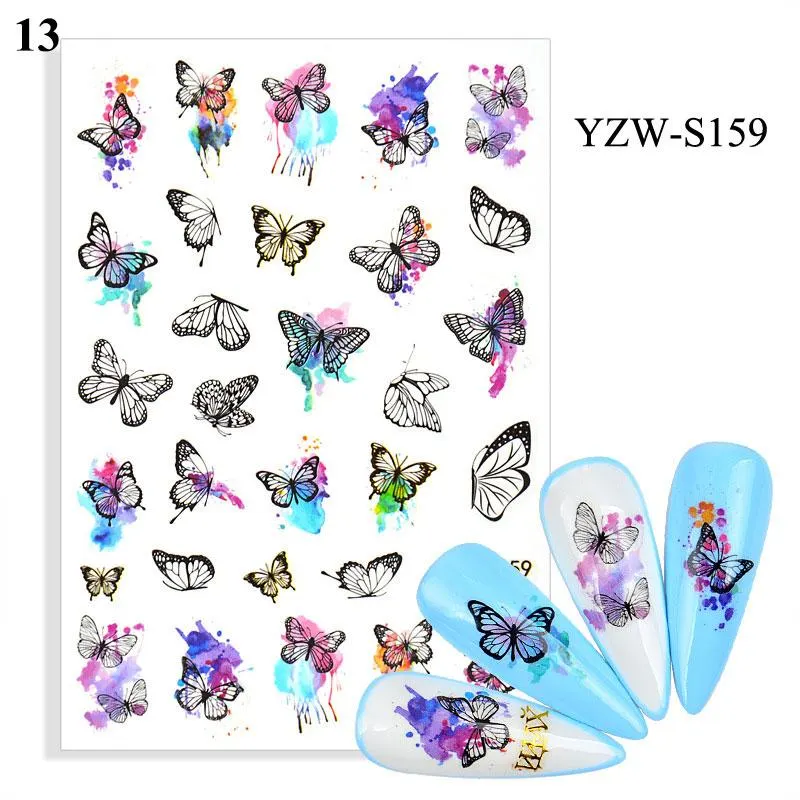 1 Sheet Human Face Nail Stickers And Decals 2021 Nail Art Decorations Set Geometric Pattern Dried Flowers Sliders For Nails Art-Nail Inspo