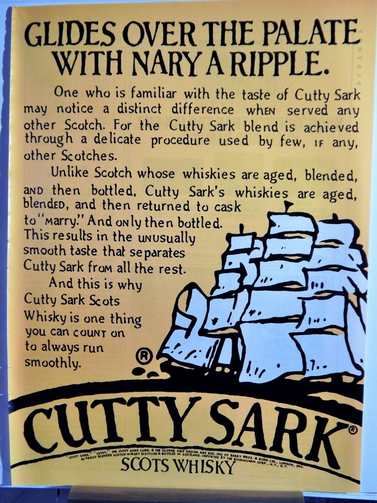 CUTTY SARK SCOTCH WHISKY ORIGINAL VTG 1979 Photo Poster painting AD,