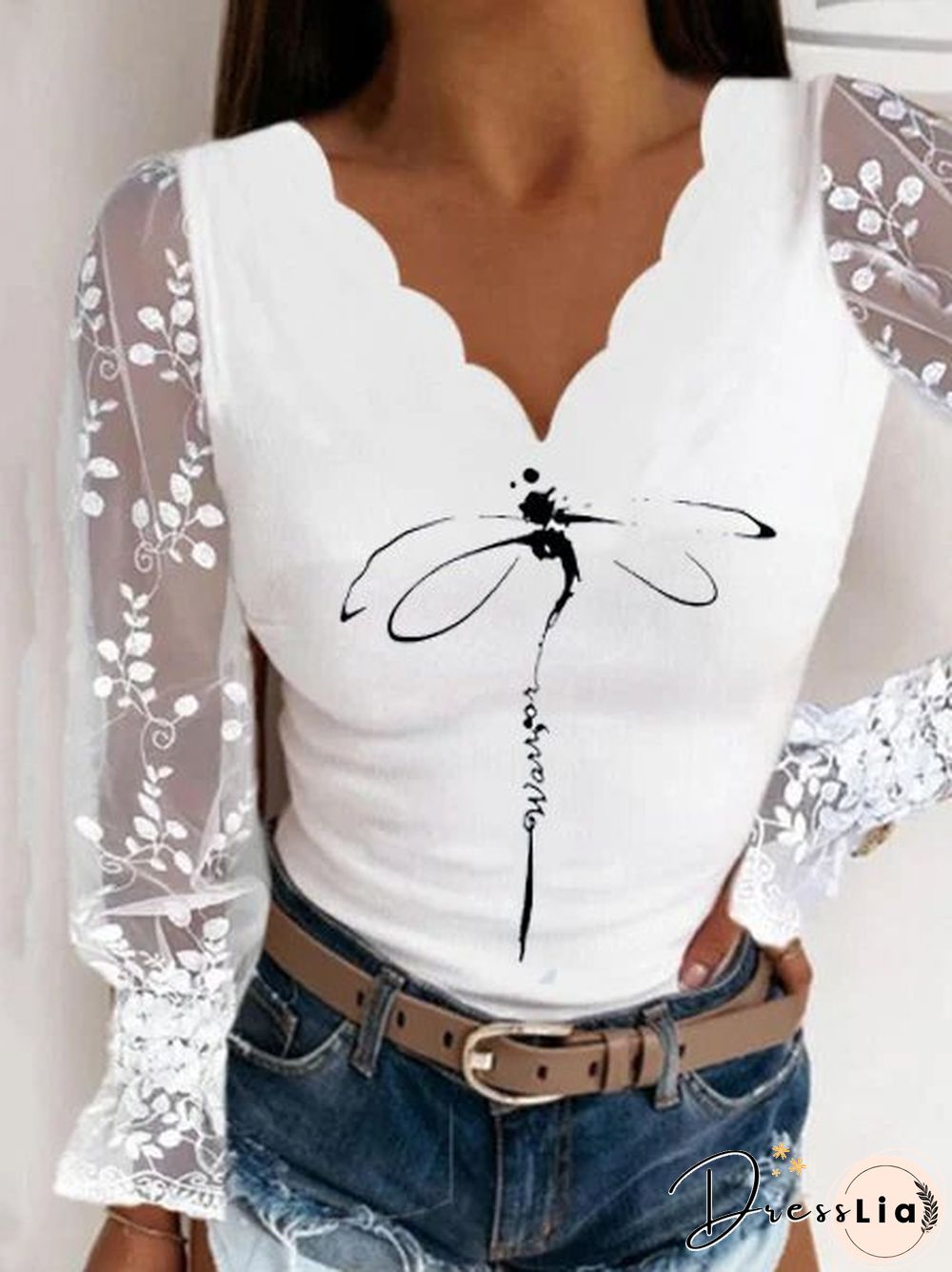 Cotton V Neck Sheath Basic T-shirt