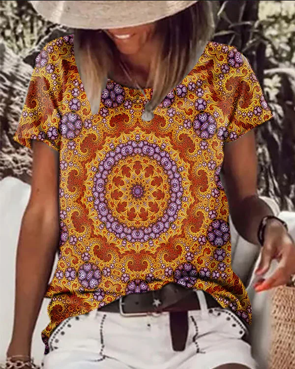 Mandala Floral Crewneck Top