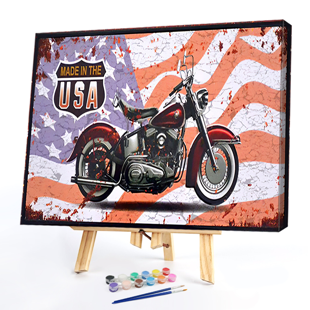 

50*40CM - Paint By Numbers - Retro Motorcycle, 501 Original