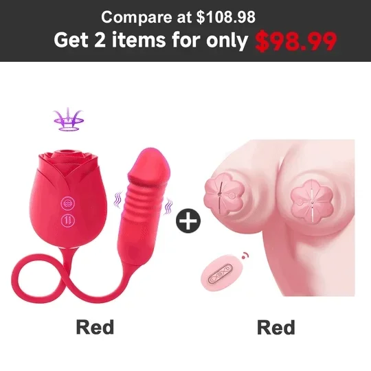 2025 Rose Thrusting Dildo with Clitoral Sucking and 10 Vibrating Modes for Deep Pleasure
