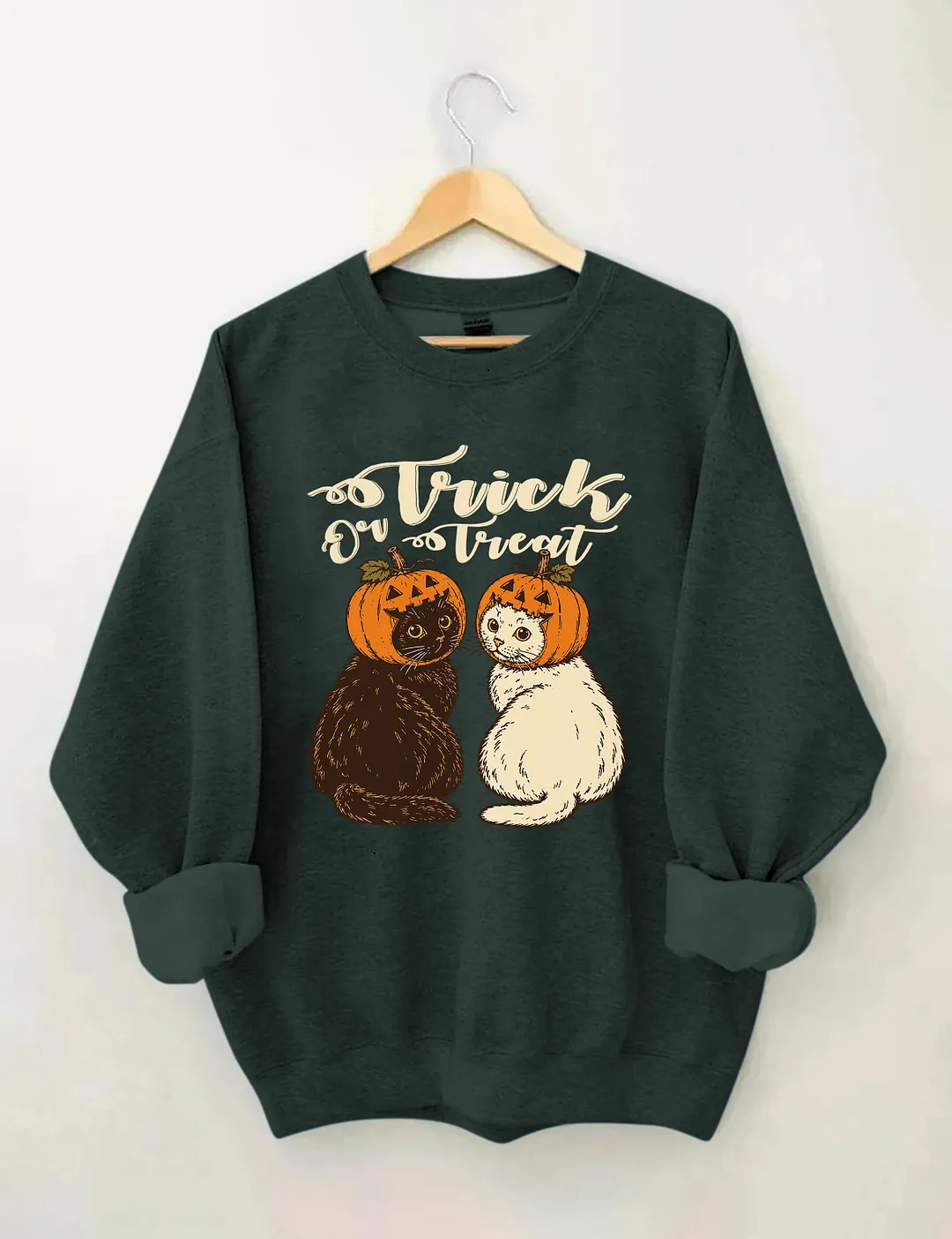 Trick Or Treat Halloween Pumpkin Cat Sweatshirt