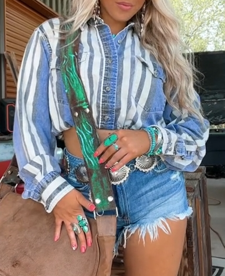 Women's Vintage Striped Button-Up Shirt