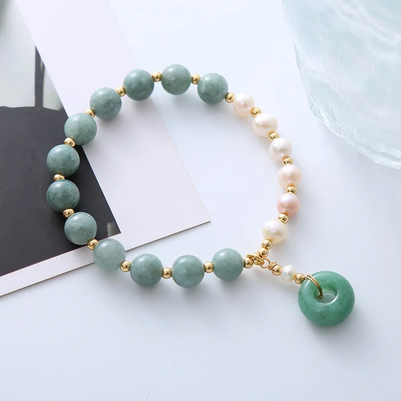 Natural Jade Freshwater Pearl Bracelet