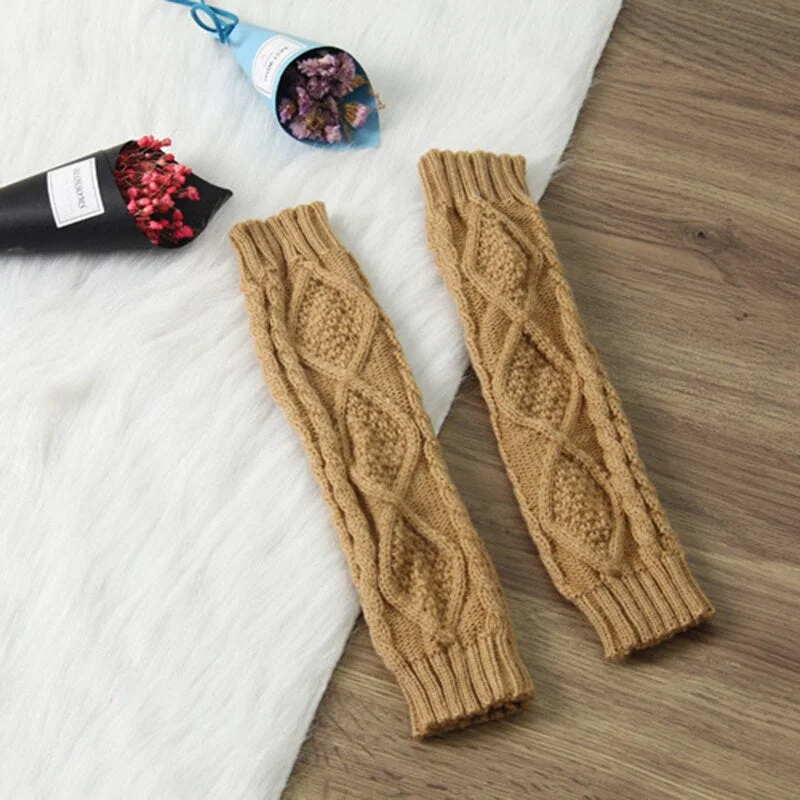 Arm Warmers Women Plaid Twist Knitting Solid Simple Warm Winter Half-fingered Finger-less Womens Mitts Leisure All-match Trendy