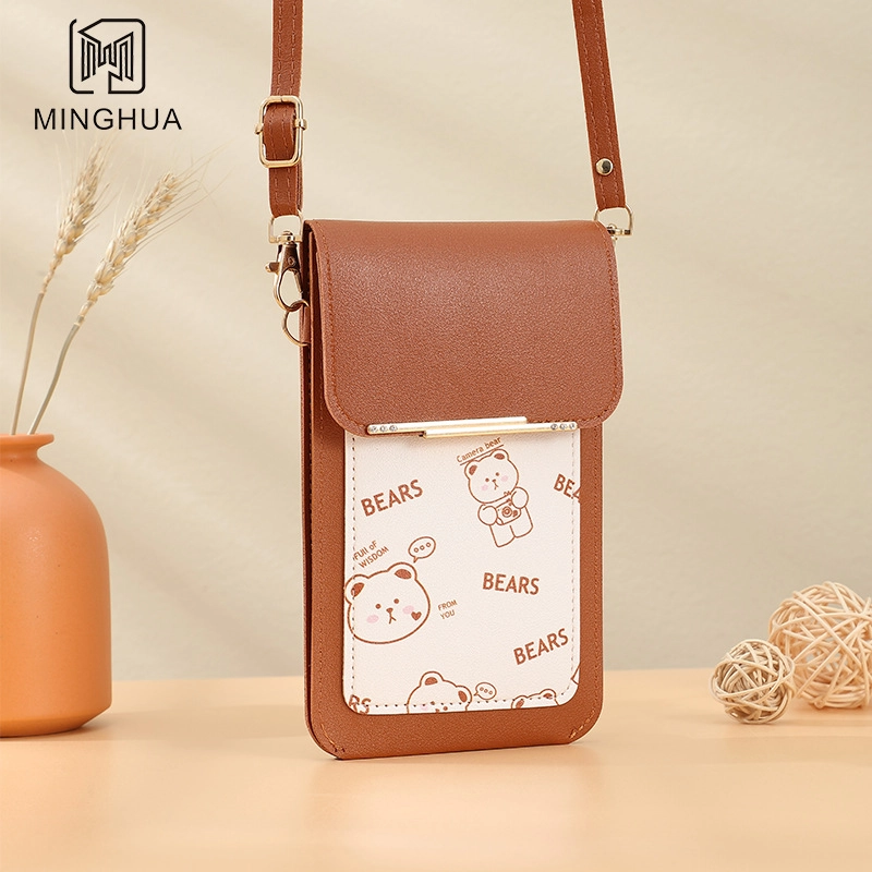 Women’s PVC Solid Color Elegant Streetwear Square Buckle Phone Wallets