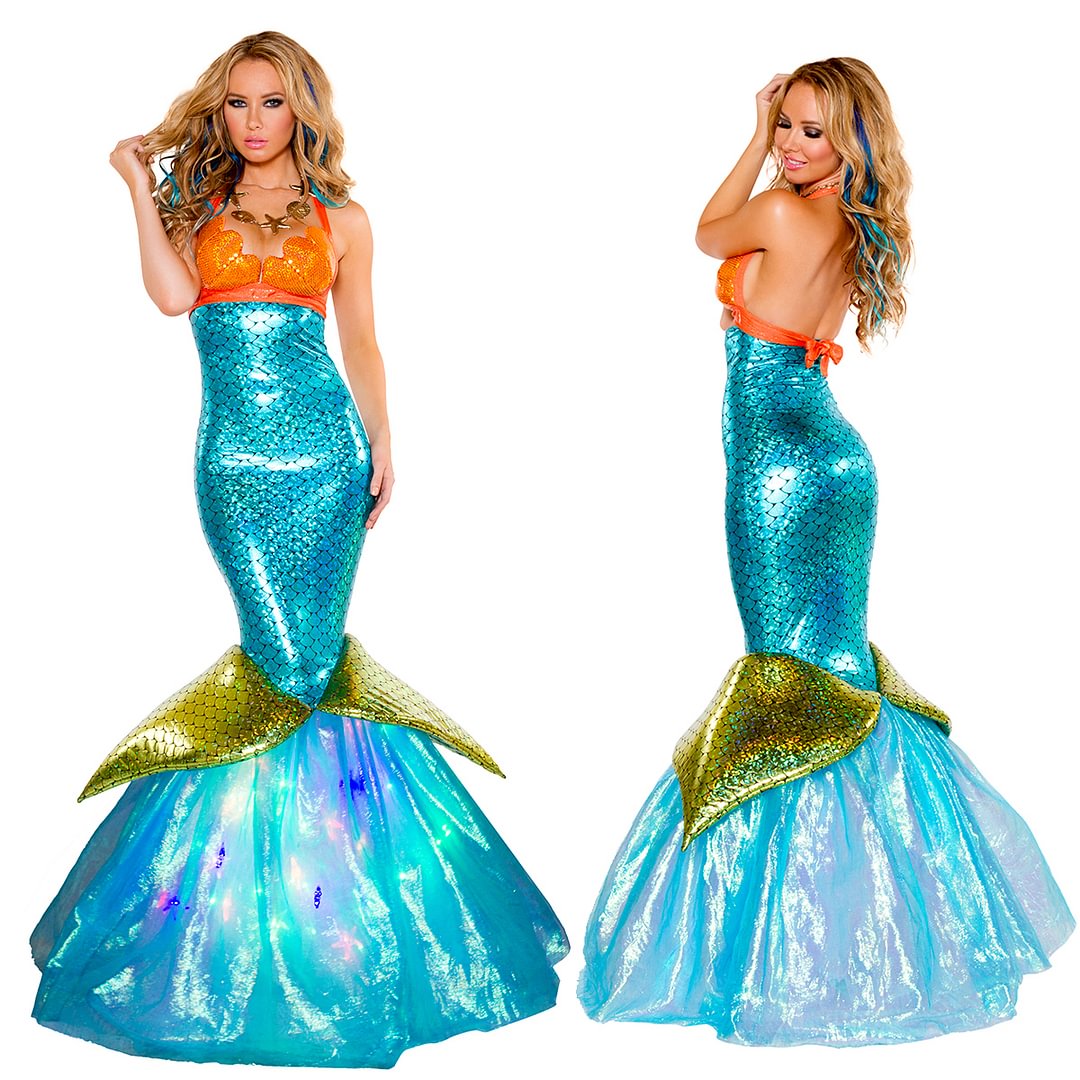 Mermaid Cosplay Women Sexy Fancy Dress Halloween Party Costume-Pajamasbuy