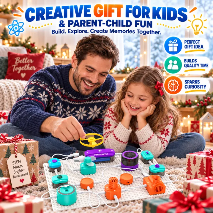 BEBANG Science Kits for Kids, Circuit Board for Kids with 450+ Projects Snap-Together Circuit Building Kit with Lights, Sound, Flying Saucer, School Family STEM Toy Gift for Boys Girls