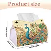Diamond Art Painting Tissue Box Cover Wear Resist Decorative Paper Napkin Dispenser Multifunction Rhinestone PU Tissue Holder Kit for Adults Home Office Gift (Blue Peacock Floral)