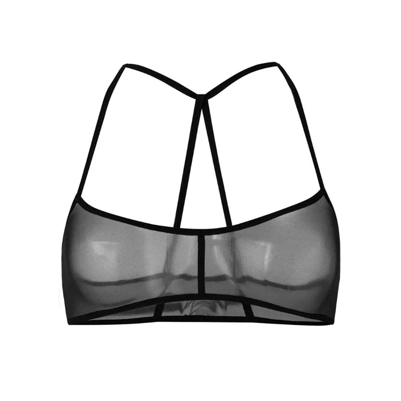 Women Transparent Bralette See Through Bra Mesh Unlined Lingerie Sexy Lace  Tube Top Soft Comfortable Brassiere Black Underwear