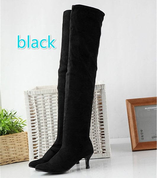 New 2016 Autumn winter women boots Plus size 34-43 high heels over the knee boots pointed toe stretch thigh high boots woman - Life is Beautiful for You - SheChoic