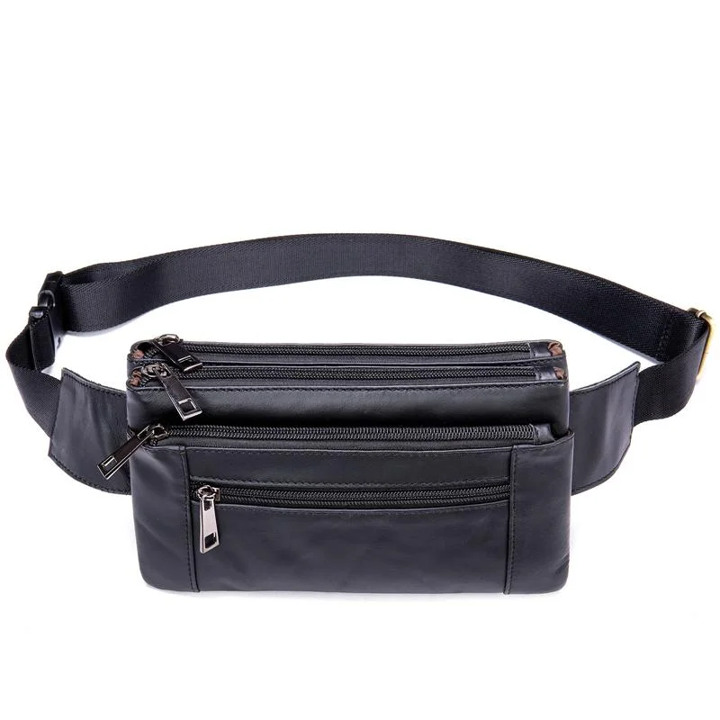 Soft Leather Casual Outdoor Fanny Bags With Large Capacity