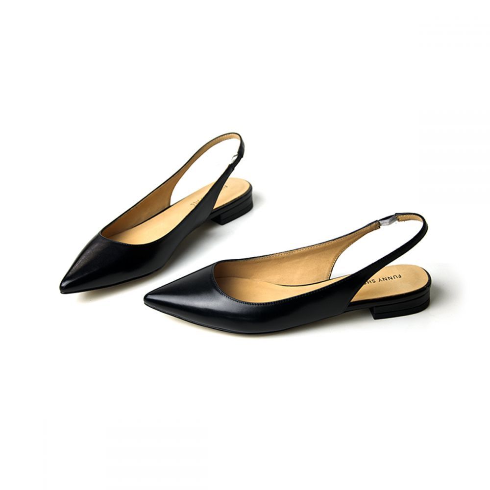 Pointed Toe Slingback Shoes Kitten Heel Flats