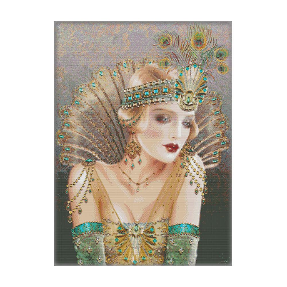 

Peacock Queen - 14CT Stamped Cross Stitch - 53*70cm, 501 Original