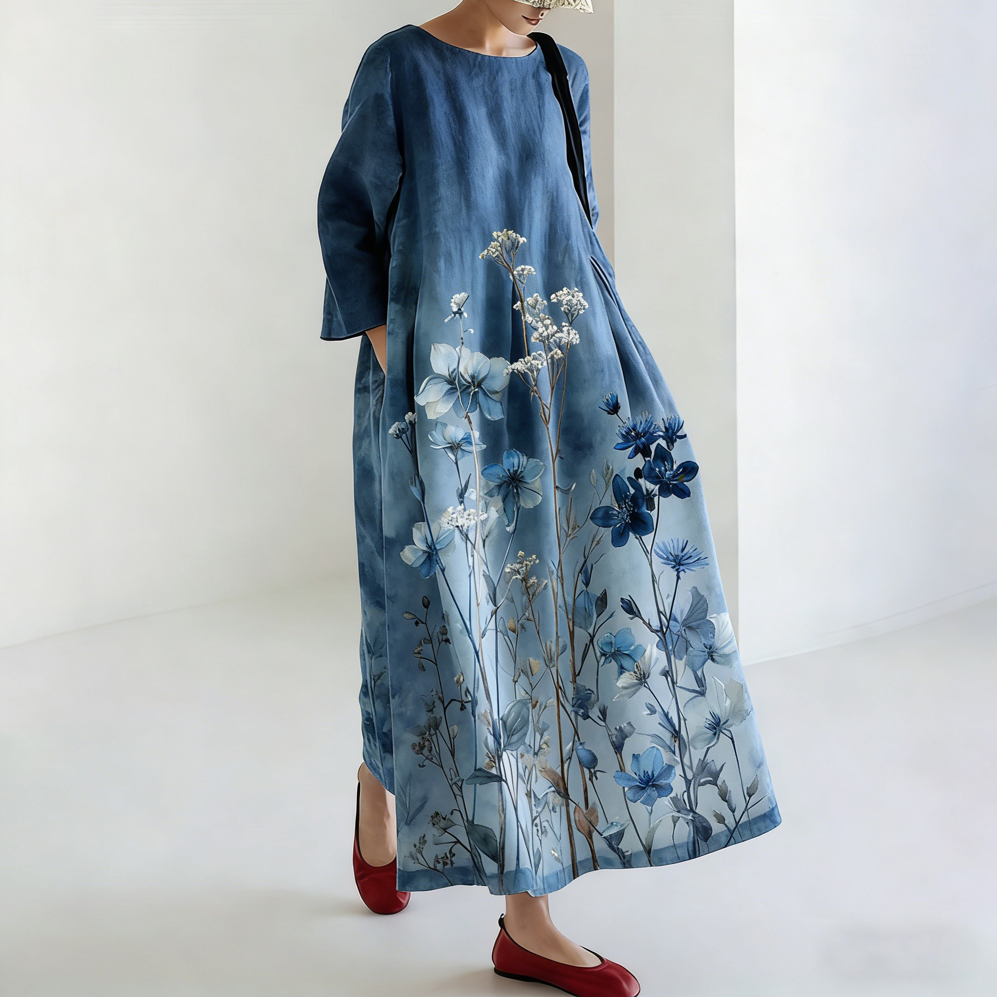 Women's Japanese-style Tie-dye Floral Print Dress elevenforest