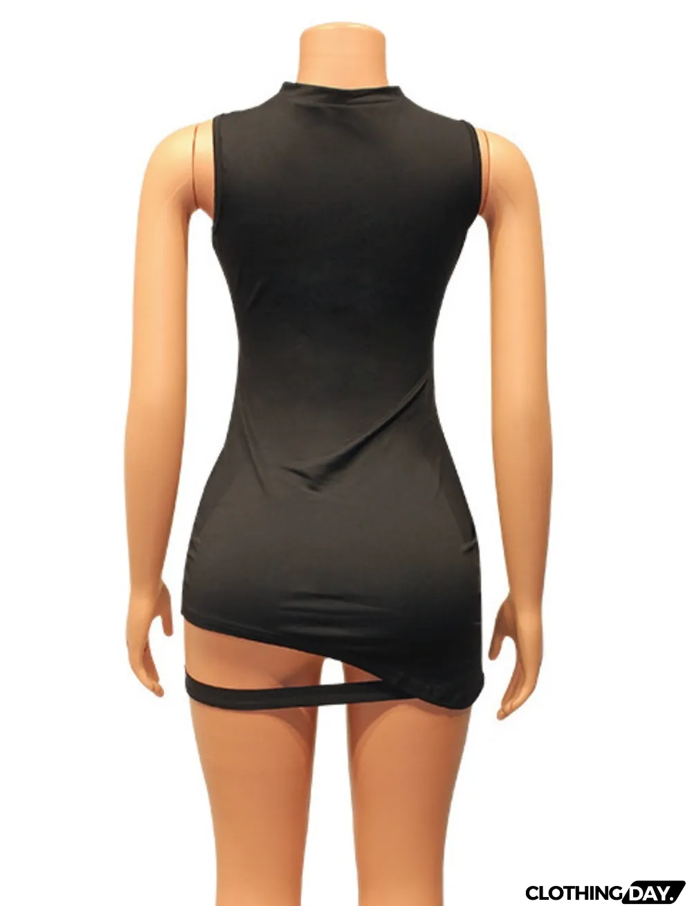 Women Summer Black Sexy O-Neck Sleeveless Solid Lace Up Mini Sheath Club Dress