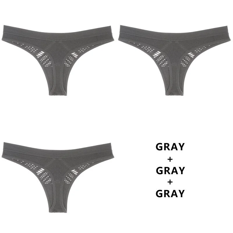 Meet'r 3Pcs/Lot Hollow Out Lingerie Europe Seamless Sexy Panties Women Temptation Underwear Mid-waist G String Drop Shipping