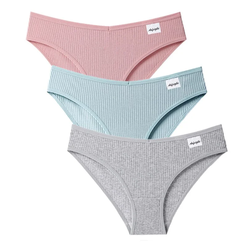 V Waist Cotton Panties Women Underpants Female Underwear Low-Rise 3PCS/Set 6 Solid Color Girl Briefs Ladies Lingerie Panties