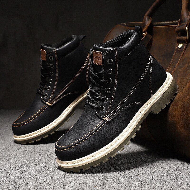 Winter / Autumn men's Motorcycle Outdoor Boots Men Fashion Ankle Boots Men's Boots Snow Boots Retro Oxfords Keep Warm Shoes