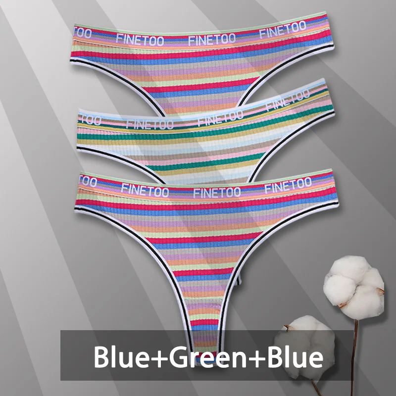 Billionm Colorful Cotton Panties for Women Sexy Striped Underwear G-string Thong Panty Female Breathable Soft Intimate Lingerie