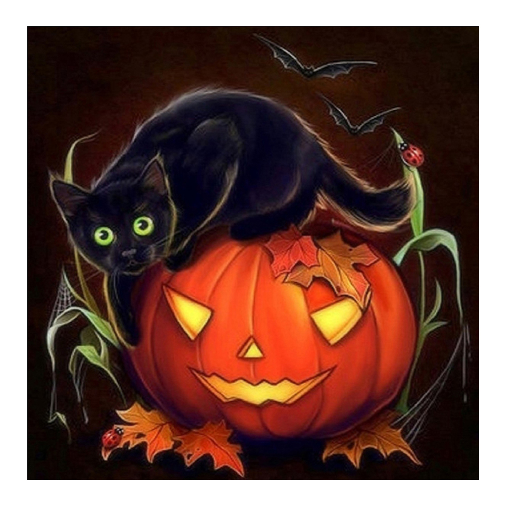 

Halloween Pumpkin Cat - 11CT Stamped Cross Stitch - 40*40CM, 501 Original