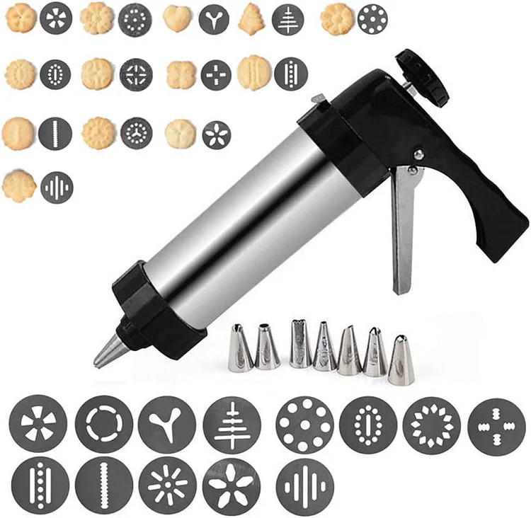 21-Piece Dessert Decorating Syringe Set Cupcake Frosting Filling Syringe with 8 Replaceable Frosting Nozzles and 8 Stainless Steel Discs