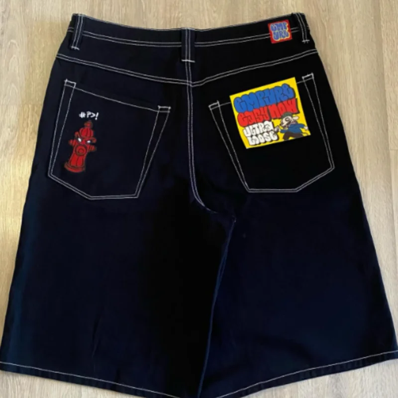 Ballifyex fall outfits New embroidery craft loose jeans, retro design, personalized wide-leg pants, street Harajuku EMPYRE street versatile pants
