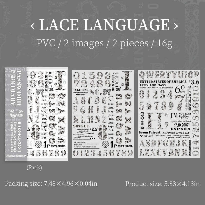 Journalsay Password Journal Series Vintage Number Label Landscaping PVC Transfer Sticker 