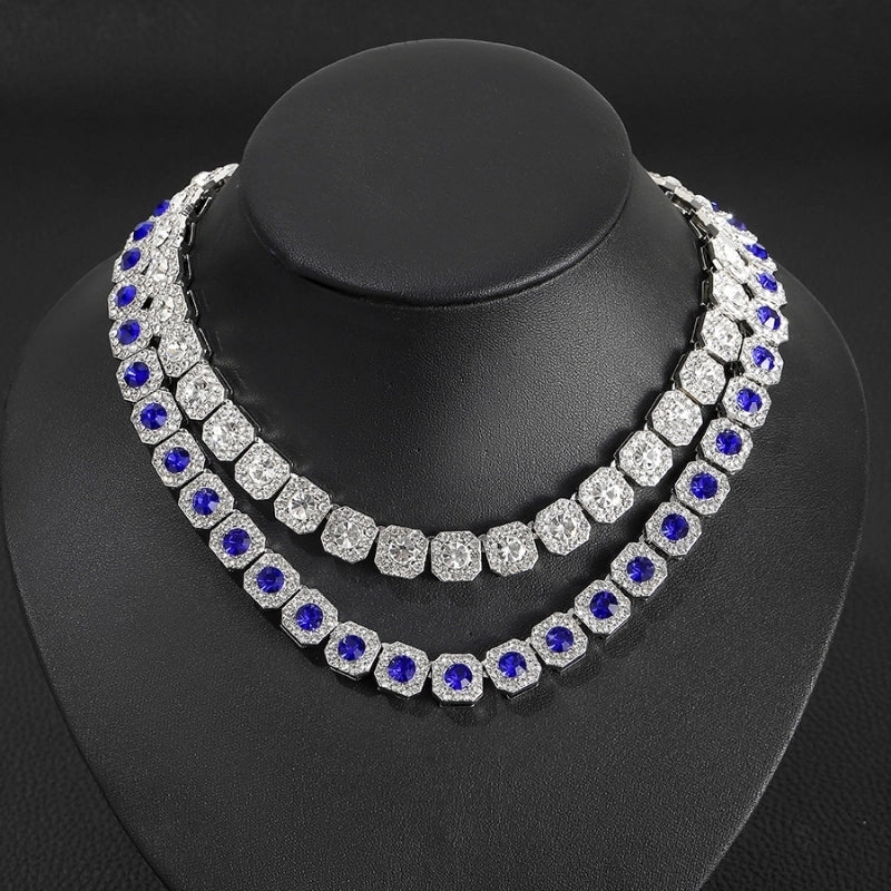 Hip-Hop Retro Solid Color Zircon Alloy Necklace