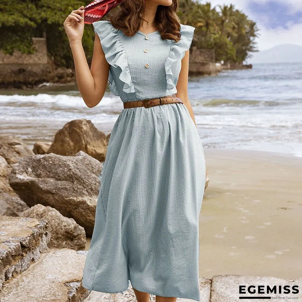 French Flounce Collar Bohemian Style Loose Holiday Temperament Skirt | EGEMISS
