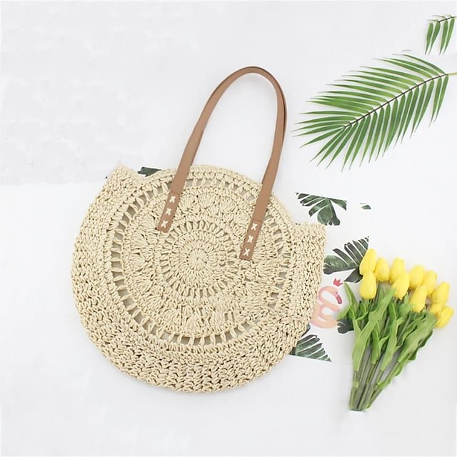 Women's Bags Straw Tote Straw Bag Bohemian Style Solid Color Daily Holiday shopify LILYELF