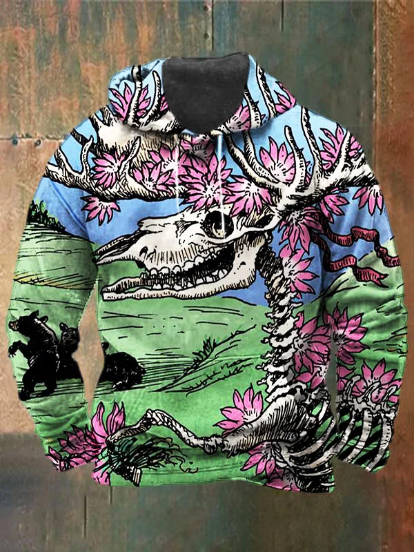 Unisex Skull Print Heavyweight Hoodies