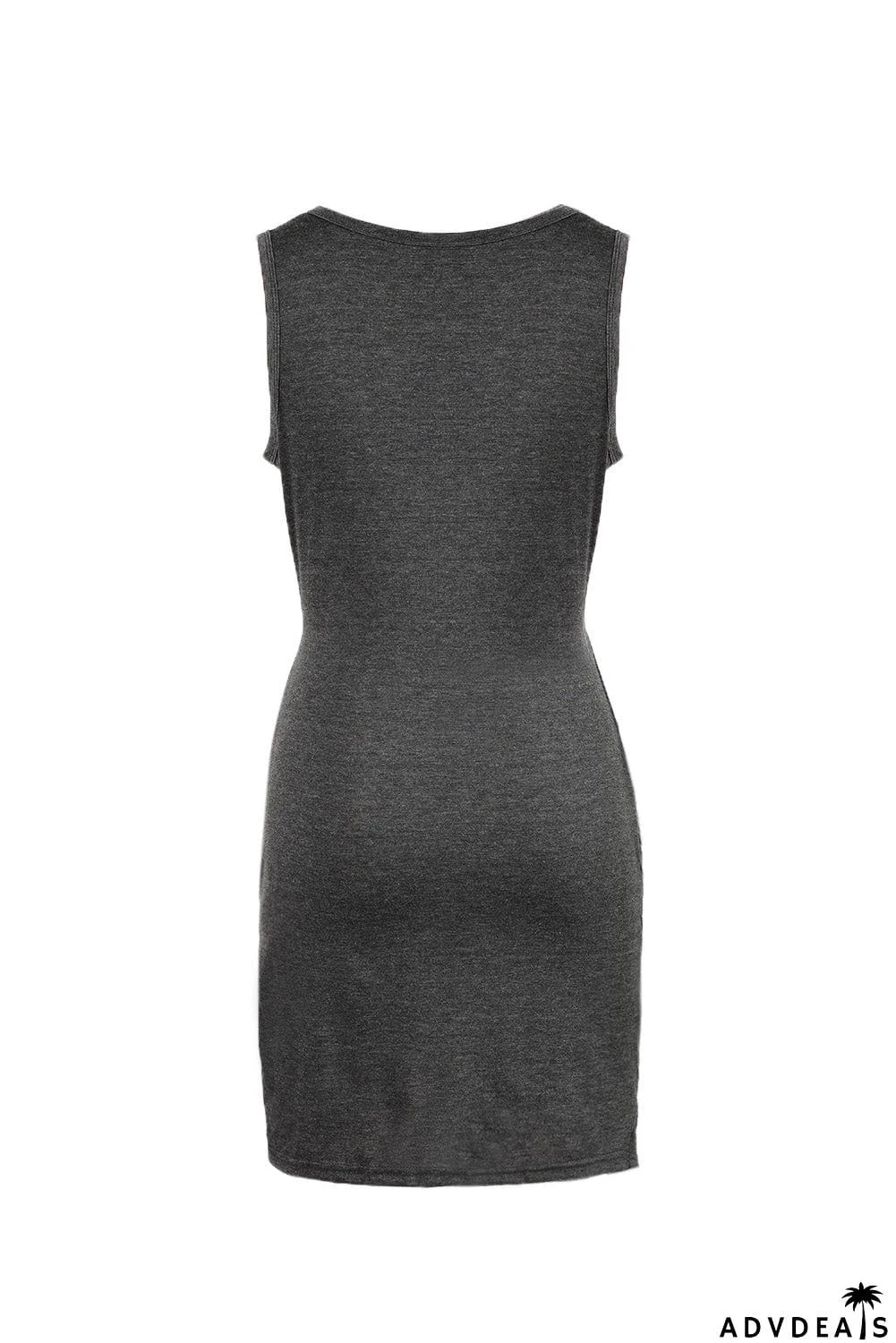 Burgundy Crew Neck Sleeveless Twist Hollow-out Bodycon Mini Dress
