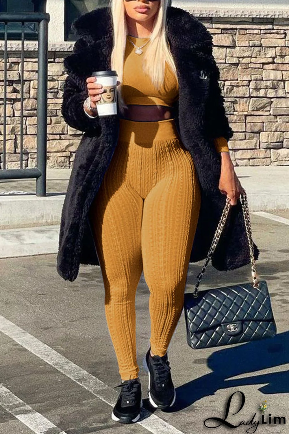 Black Casual Solid Split Joint O Neck Long Sleeve Two Pieces