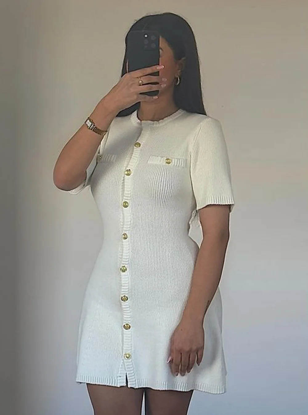 Uveng Uveng A Dress Elegant Little Fragrant Knitted Dress Sexy Metal Buckle 2024 Spring And Summer Dress